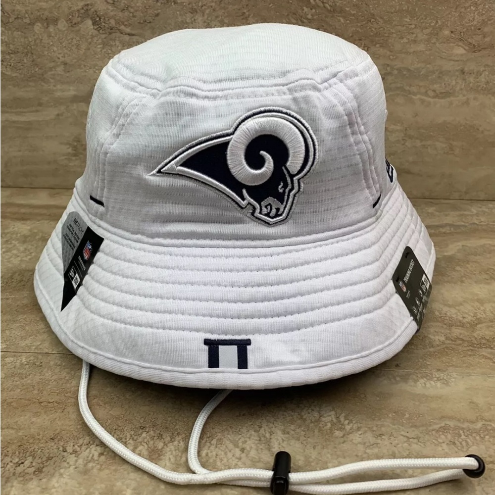 New Era NFL Los Angeles Rams Training Bucket Hat Cap White One Size